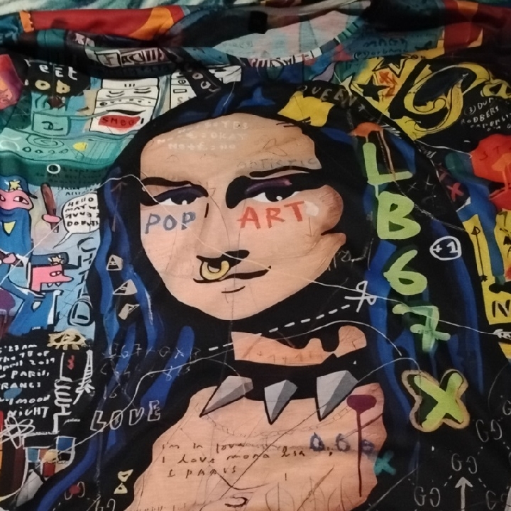 Men's Multicolor Aop 5x Mona Lisa Punk Rock Pop Art Long Sleeve Shirt